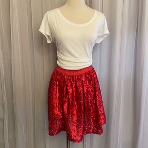 Girls Red Sequence Skirt